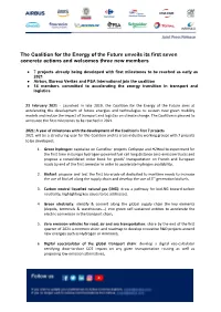 The Coalition for the Energy of the Future Unveils Its First Seven Concrete Actions and Welcomes Three New Members