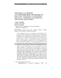 The Impact of British Counterterrorist Strategies on Political Violence in Northern Ireland: Comparing Deterrence and Backlash Models*