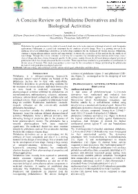 A Concise Review on Phthlazine Derivatives and Its Biological Activities