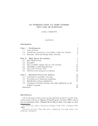 AN INTRODUCTION to MORI THEORY: the CASE of SURFACES Contents Introduction 1 Part 1. Preliminaries 2 1.1. Basic Notation 3 1.2