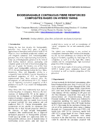 Biodegradable Continuous Fibre Reinforced Composites Based on Hybrid Yarns