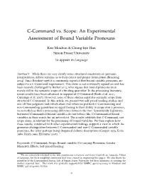 C-Command Vs. Scope: an Experimental Assessment of Bound Variable Pronouns