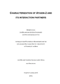 Characterization of Ataxin-2 and Its Interaction Partners