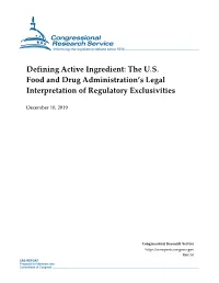 Defining Active Ingredient: the U.S