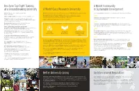 Des Form Top-Flight Training at a Groundbreaking University a World-Class Research University a Model Community in Sustainable
