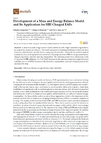 Development of a Mass and Energy Balance Model and Its Application for HBI Charged Eafs