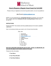 How to Request a Regular Vocal Coach Fall 2020