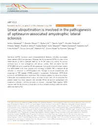 Linear Ubiquitination Is Involved in the Pathogenesis of Optineurin-Associated Amyotrophic Lateral Sclerosis