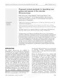 Proposed Minimal Standards for Describing New Genera and Species of the Suborder Micrococcineae