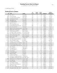 Reading Practice Quiz List Report Page 1 Accelerated Reader®: Tuesday, 11/06/12, 09:18 AM