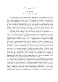 The Language Instinct Steven Pinker June 18