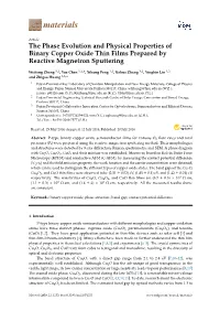 The Phase Evolution and Physical Properties of Binary Copper Oxide Thin Films Prepared by Reactive Magnetron Sputtering