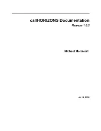 Callhorizons Documentation Release 1.0.5