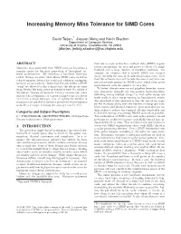 Increasing Memory Miss Tolerance for SIMD Cores