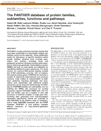 The PANTHER Database of Protein Families, Subfamilies, Functions and Pathways