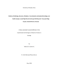 University of Nevada, Reno Patterns of Lithology, Structure, Alteration
