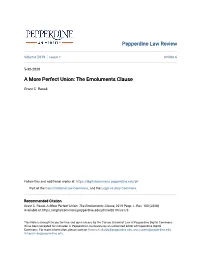 A More Perfect Union: the Emoluments Clause