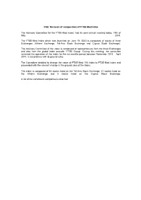 CSE: Revision of Composition of FTSE-Med Index the Advisory