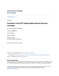 Final Report of the AFIT Quality Initiative External Discovery Committee