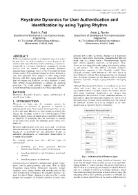 Keystroke Dynamics for User Authentication and Identification by Using Typing Rhythm