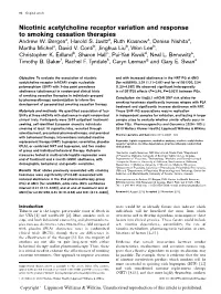 Nicotinic Acetylcholine Receptor Variation and Response to Smoking Cessation Therapies Andrew W