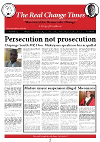 Persecution Not Prosecution Chipinge South MP, Hon