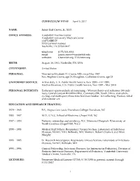 CURRICULUM VITAE April 5, 2017 NAME: James Earl Crowe, Jr., MD OFFICE ADDRESS