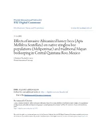 Effects of Invasive Africanized Honey Bees (Apis Mellifera Scutellata)