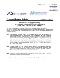 Foulants and Cleaning Procedures for Composite Polyamide RO Membrane Elements (ESPA, ESNA, CPA, LFC, NANO and SWC)