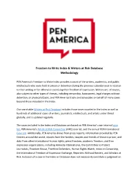 Freedom to Write Index & Writers at Risk Database Methodology