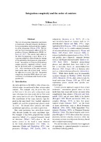 Integration Complexity and the Order of Cosisters