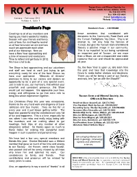 ROCK TALK Fax: 520-322-6031 E-Mail: Tgms@Tgms.Org January – February 2012 Website: Volume 6, Issue 3