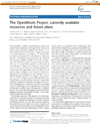 The Openworm Project: Currently Available Resources and Future Plans