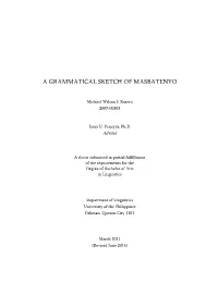 A Grammatical Sketch of Masbatenyo