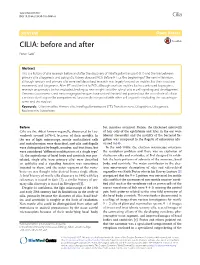 CILIA: Before and After Peter Satir*
