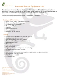 Crevasse Rescue Equipment List