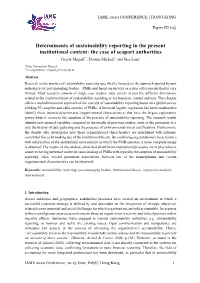 Determinants of Sustainability Reporting in the Present Institutional Context: the Case of Seaport Authorities Geerts Magali1*, Dooms Michaël1 and Stas Lara1
