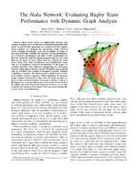 Evaluating Rugby Team Performance with Dynamic Graph Analysis