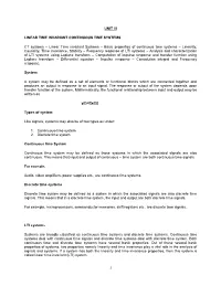 Linear Time Invariant Systems