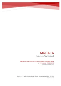 MALTA FA Return to Play Protocol