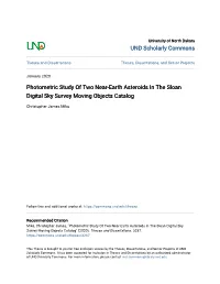 Photometric Study of Two Near-Earth Asteroids in the Sloan Digital Sky Survey Moving Objects Catalog