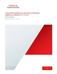 Using SAP Netweaver with Oracle Database Appliance Software 12.1.2.6.0 Key Guidelines