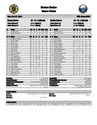 Boston Bruins Game Notes