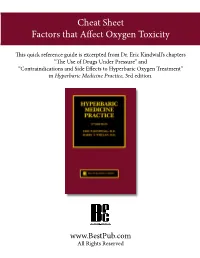 Cheat Sheet Factors That Affect Oxygen Toxicity