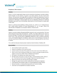 Receptionist / Office Assistant Company Visterra Is a Clinical Stage Biotechnology Company Committed to Developing Innovative An