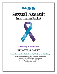 Sexual Assault Information Packet for Reporting Party