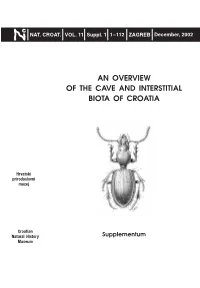 An Overview of the Cave and Interstitial Biota of Croatia