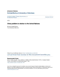 China Problem in Relation to the United Nations