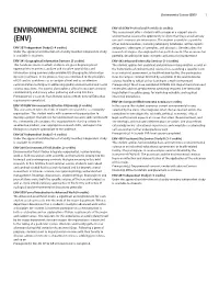 Environmental Science (ENV) 1