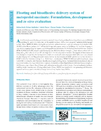 Floating and Bioadhesive Delivery System of Metoprolol Succinate: Formulation, Development and in Vitro Evaluation